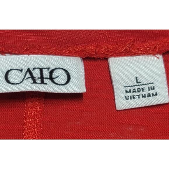 Cato Red Dolman 3/4 Sleeve Slub Knit Top Large Lightweight Soft Stretch - Picture 4 of 6